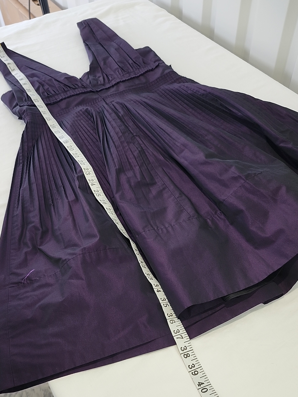 BCBGeneration Womens Poly Taffeta Iridescent Purple Pleated Short Dress Size 12 - Picture 11 of 11